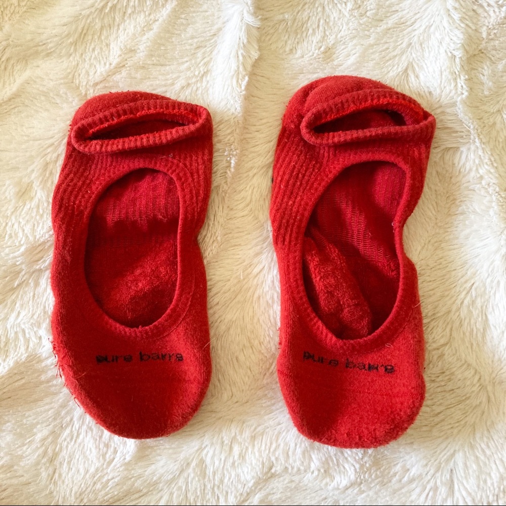 Pure Barre red ballerina-style sticky socks